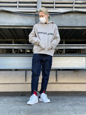 「WHITELAND（ホワイトランド）のWHITELAND/ホワイトランド/プリントパーカー（パーカー）」を使った、湯原健太さん（メンズ・178cm）の冬コーディネート