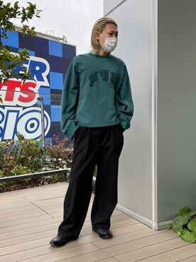 「DANKE SCHON（ダンケシェーン）のアイテム（スウェット）」を使った、湯原健太さん（メンズ・178cm）の冬コーディネート