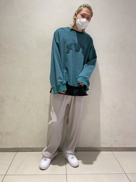 「DANKE SCHON（ダンケシェーン）のアイテム（スウェット）」を使った、湯原健太さん（メンズ・178cm）の冬コーディネート