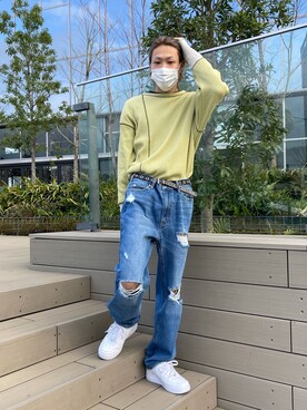 「Ctr1（コントロール）のアイテム（トップス）」を使った、湯原健太さん（メンズ・178cm）の春コーディネート