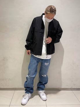 「WHITELAND（ホワイトランド）のアイテム（ブルゾン）」を使った、湯原健太さん（メンズ・178cm）の春コーディネート