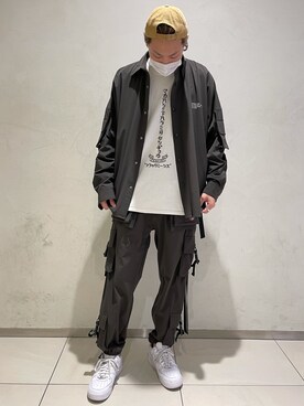 「blackmeans（ブラックミーンズ）のアイテム（トップス）」を使った、湯原健太さん（メンズ・178cm）の春コーディネート