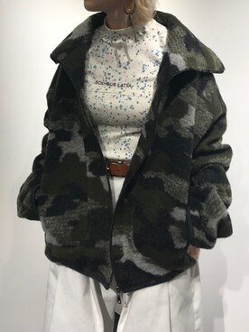 「迷彩」｜「アイテム（ブルゾン）」を使った、増井春妃/masui haruhiさん（レディース・163cm）の夏コーディネート