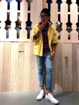 「アイテム（ミリタリージャケット）」を使った、KIKUCHIさん（メンズ・178cm）の冬コーディネート