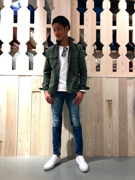 「アイテム（スウェット）」を使った、KIKUCHIさん（メンズ・178cm）の春コーディネート