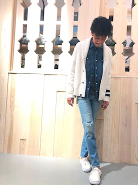 「アイテム（カーディガン/ボレロ）」を使った、KIKUCHIさん（メンズ・178cm）の秋コーディネート