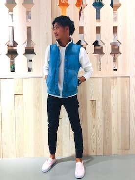 「アイテム（ベスト）」を使った、KIKUCHIさん（メンズ・178cm）の秋コーディネート