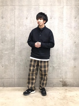 「USAコットン」｜「アイテム（スウェット）」を使った、松本幸弦さん（メンズ・162cm）の春コーディネート
