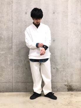 「USAコットン」｜「アイテム（スウェット）」を使った、松本幸弦さん（メンズ・162cm）の春コーディネート