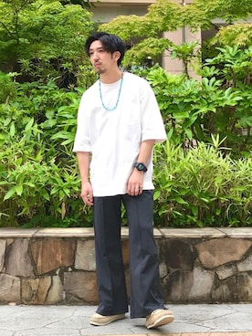 「USAコットン」｜松本幸弦さん（メンズ・162cm）の夏コーディネート