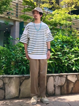「涼しくて軽い「涼・軽パンツ」」｜松本幸弦さん（メンズ・162cm）の夏コーディネート