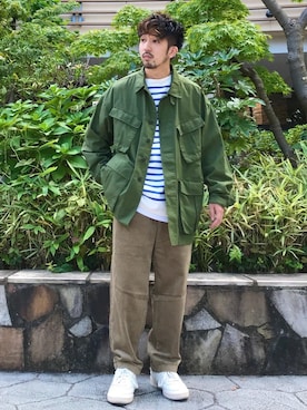 「みりたりー」｜「アイテム（ミリタリージャケット）」を使った、松本幸弦さん（メンズ・162cm）の秋コーディネート