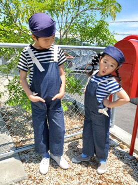 「マリン」｜「アイテム（オールインワン・サロペット）」を使った、かーちんさん（キッズ・100cm）の春コーディネート