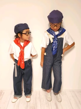 「マリン」｜「アイテム（オールインワン・サロペット）」を使った、かーちんさん（キッズ・100cm）の夏コーディネート