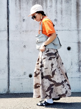 「アイテム（ポロシャツ）」を使った、かーちんさん（レディース・156cm）の夏コーディネート