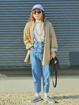 「春めきシューズ」｜「アイテム（スリッポン）」を使った、かーちんさん（レディース・156cm）の春コーディネート