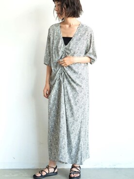 「とろみワンピース」｜赤羽さん（レディース・163cm）の春コーディネート