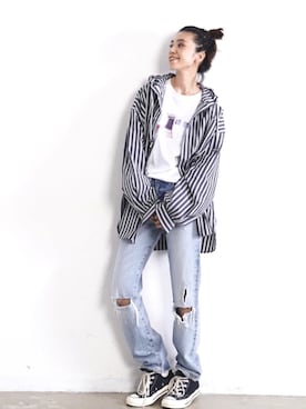 「YARD PLUS（ヤードプリュス）のアイテム（パンツ）」を使った、赤羽さん（レディース・163cm）の秋コーディネート