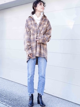 「ハイネックトップス」｜赤羽さん（レディース・163cm）の秋コーディネート