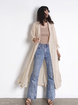 「ガウン」｜「アイテム（トレンチコート）」を使った、赤羽さん（レディース・163cm）の春コーディネート