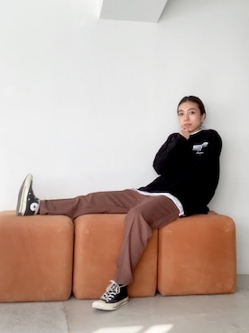 「レイヤード風」｜「アイテム（その他）」を使った、赤羽さん（レディース・164cm）の冬コーディネート