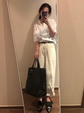 「macmoc（マックモック）のアイテム（シューズ）」を使った、Ins@Junlaylaさん（レディース・165cm）の秋コーディネート