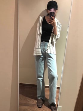 「A land（エーランド）のアイテム（帽子）」を使った、Ins@Junlaylaさん（レディース・165cm）の秋コーディネート