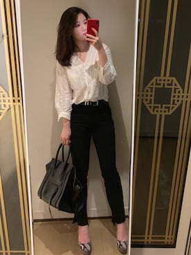 「J BRAND（ジェイブランド）のアイテム」を使った、Ins@Junlaylaさん（レディース・165cm）の春コーディネート