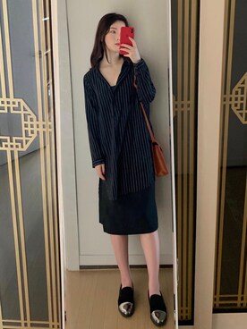 「macmoc（マックモック）のアイテム（シューズ）」を使った、Ins@Junlaylaさん（レディース・165cm）の春コーディネート