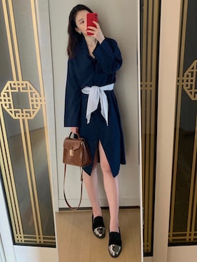 「macmoc（マックモック）のアイテム（シューズ）」を使った、Ins@Junlaylaさん（レディース・165cm）の春コーディネート