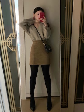 「A land（エーランド）のアイテム」を使った、Ins@Junlaylaさん（レディース・165cm）の冬コーディネート