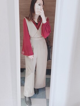 「AZUL（アズール）のアイテム（オールインワン・サロペット）」を使った、はるかさん（レディース・155cm）の春コーディネート