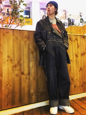 「united arrows」｜「アイテム（カバーオール）」を使った、Akira Sakaguchi さん（メンズ・167cm）の冬コーディネート