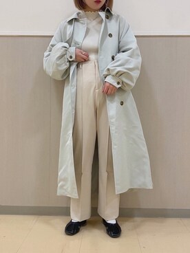 「リブニット」｜「アイテム（トレンチコート）」を使った、miku u.さん（レディース・153cm）の冬コーディネート