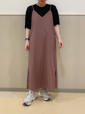 「earth music&ecology（アースミュージックアンドエコロジー）のアイテム（ニット/セーター、ブラック系）」を使った、miku u.さん（レディース・153cm）の春コーディネート