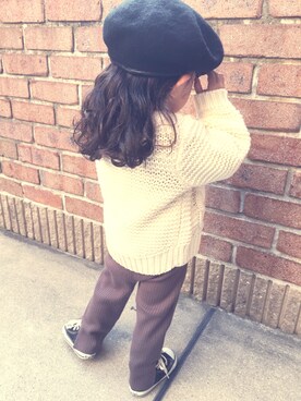 「アイラブCONVERSE」｜「アイテム（ハンチング/ベレー帽）」を使った、COCOROさん（キッズ・90cm）の秋コーディネート