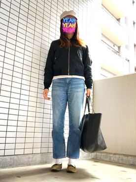 「CELINE」｜「アイテム（MA-1）」を使った、8aaaaayanさん（レディース・157cm）の夏コーディネート