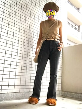 「もけもけ」｜「アイテム（ハンチング/ベレー帽）」を使った、8aaaaayanさん（レディース・157cm）の夏コーディネート
