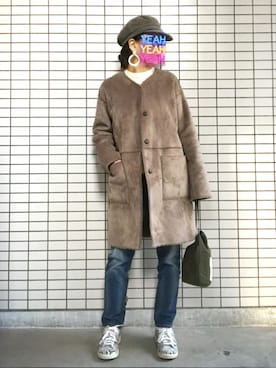 「KIJIMA TAKAYUKI」｜「アイテム（ムートンコート）」を使った、8aaaaayanさん（レディース・157cm）の秋コーディネート
