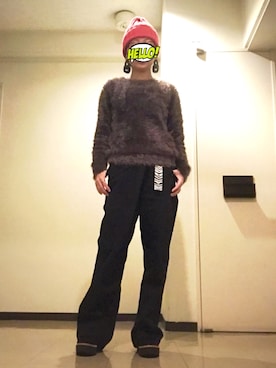 「おおぶりピアス」｜「アイテム（帽子）」を使った、8aaaaayanさん（レディース・157cm）の冬コーディネート