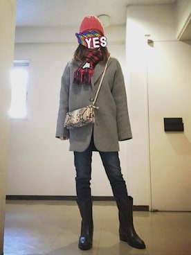 「woadblue（ウォードブルー）のアイテム（デニムパンツ）」を使った、8aaaaayanさん（レディース・157cm）の冬コーディネート