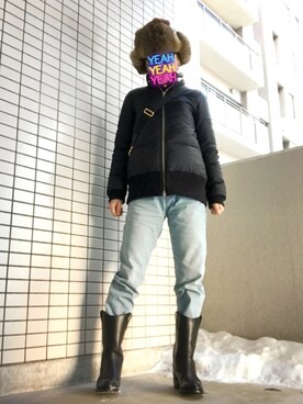 「HYKE」｜「アイテム（ダウンジャケット/コート）」を使った、8aaaaayanさん（レディース・157cm）の冬コーディネート