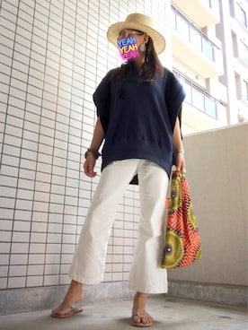 「Jonnlynx（ジョンリンクス）のアイテム（パンツ）」を使った、8aaaaayanさん（レディース・157cm）の夏コーディネート