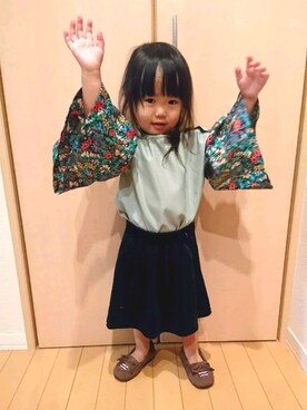 「ベロアスカート」｜ふーさん（キッズ・90cm）の秋コーディネート