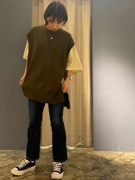 「KLON（クローン）のアイテム」を使った、YUKIさん（レディース・162cm）の秋コーディネート