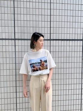 「TOGA PULLA（トーガ　プルラ）の【TOGA PULLA(トーガプルラ)】フリンジイヤリング TP01-AK276（イヤリング）」を使った、Junnaさん（レディース・168cm）の春コーディネート