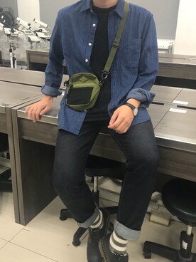 「MUJI」｜「アイテム（その他シューズ）」を使った、廖偉翔さん（メンズ・169cm）の夏コーディネート