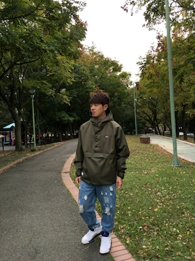 「B-SIDE（ビーサイド）のアイテム」を使った、王愈帆さん（メンズ・173cm）の春コーディネート