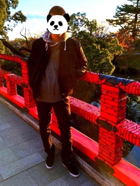 「ラルフローレン」｜「アイテム（MA-1）」を使った、ハルヤさん（メンズ・173cm）の秋コーディネート