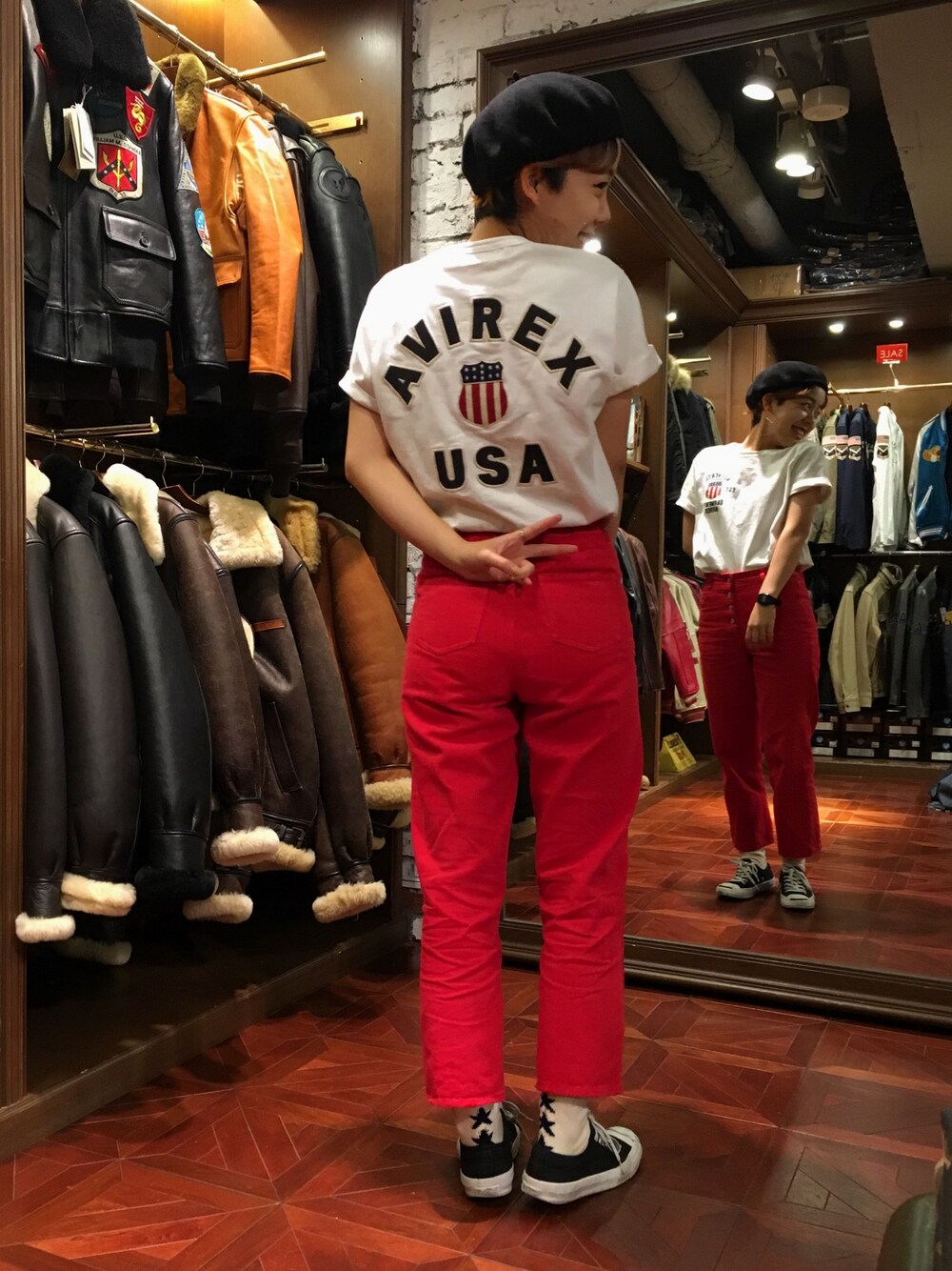 増田彩華さんの「avirex/アヴィレックス/メンズ/S/S VARSITY T-SHIRT/半袖　バーシティー　Tシャツ（AVIREX）」を使ったコーディネート